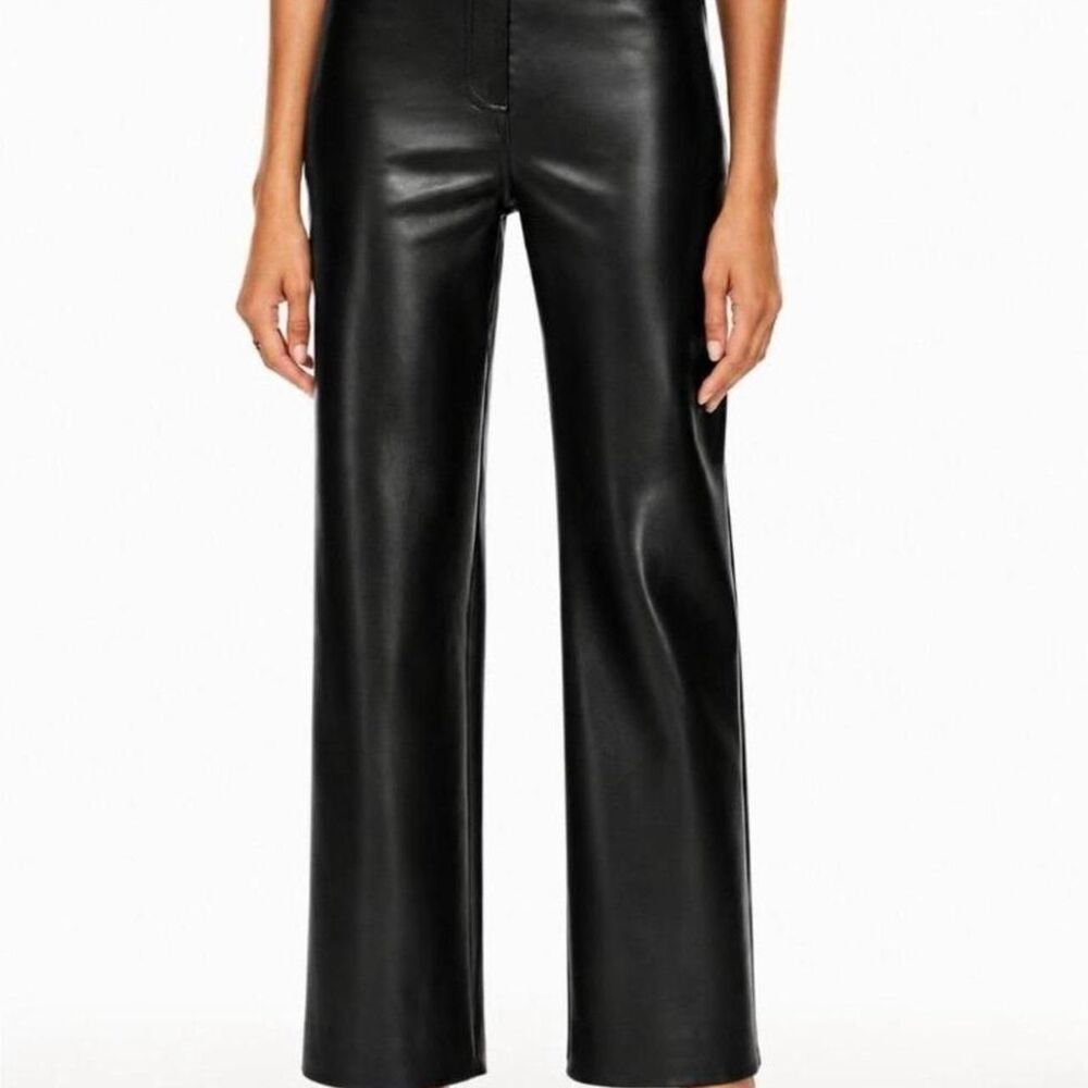 Aritzia Wilfred Black High-Waist Faux Leather Pants.